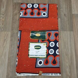 Jasco‎ Wax Block Prints African Fabric 6 Yards Orange Ankara Cotton